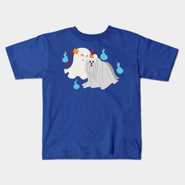 Ghost Maltese Kids T-Shirt by saradaboru